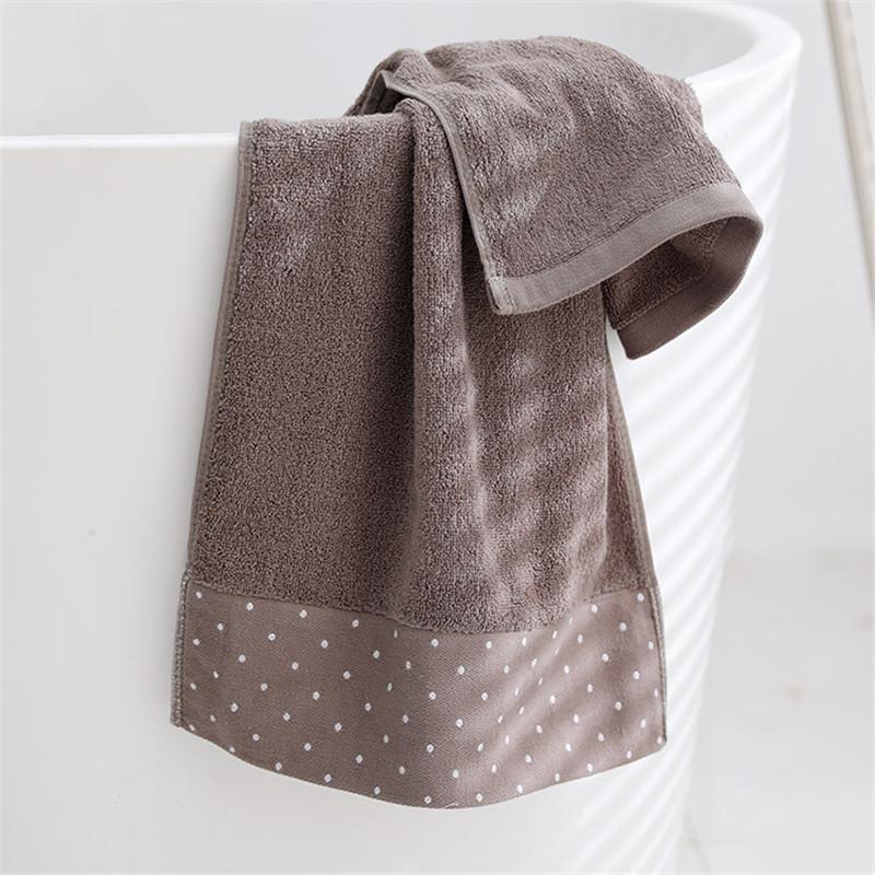 

1 шт. 34x75 см 100% хлопок утолщенный впитывающий воду узор в горошек однотонный мягкий полотенце для ванной комнаты для взрослых 34x75cm кофейный