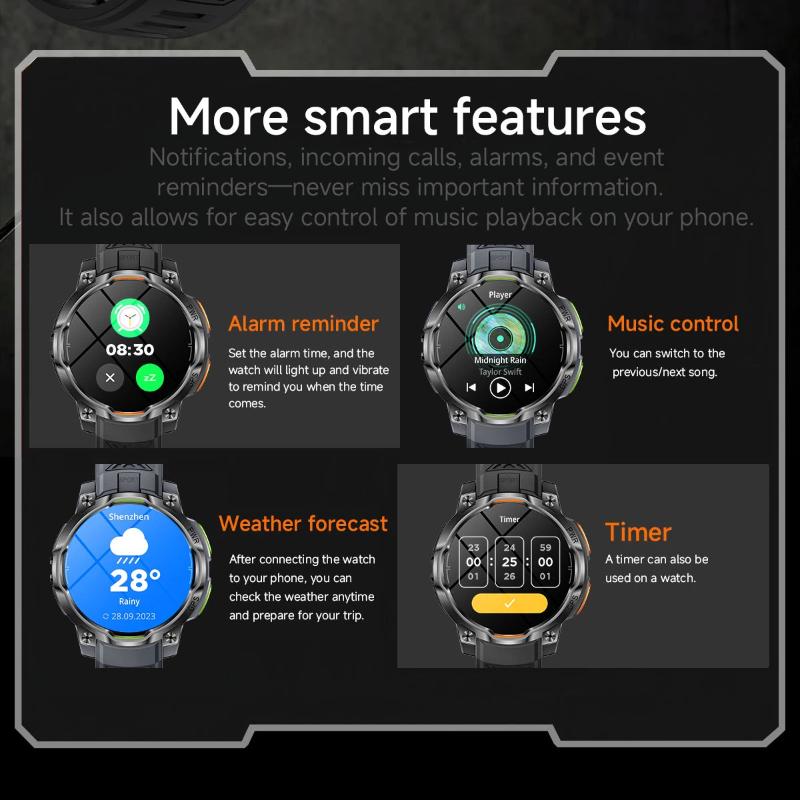New GPS Outdoor Smartwatch, 1200mAh Battery, Compass, IPX8 Waterproof