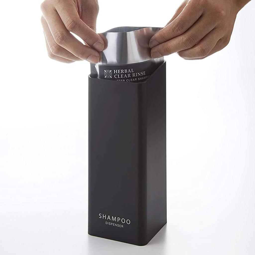 Yamazaki Tower Magnetic Two-Way Dispenser (Set of 2) - Magnetic Refillable Bottles for Shampoo and Conditioner, Black, 4259 and 4261