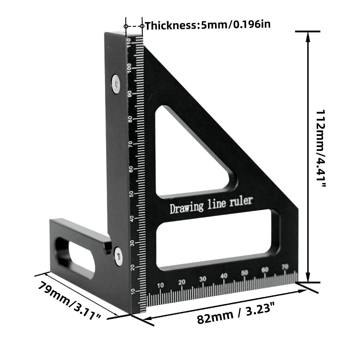 Carpenter Square - Multi-angle Set Square Precision T-square Aluminum Scribing Ruler for Woodworking, Construction and Engineers чёрный