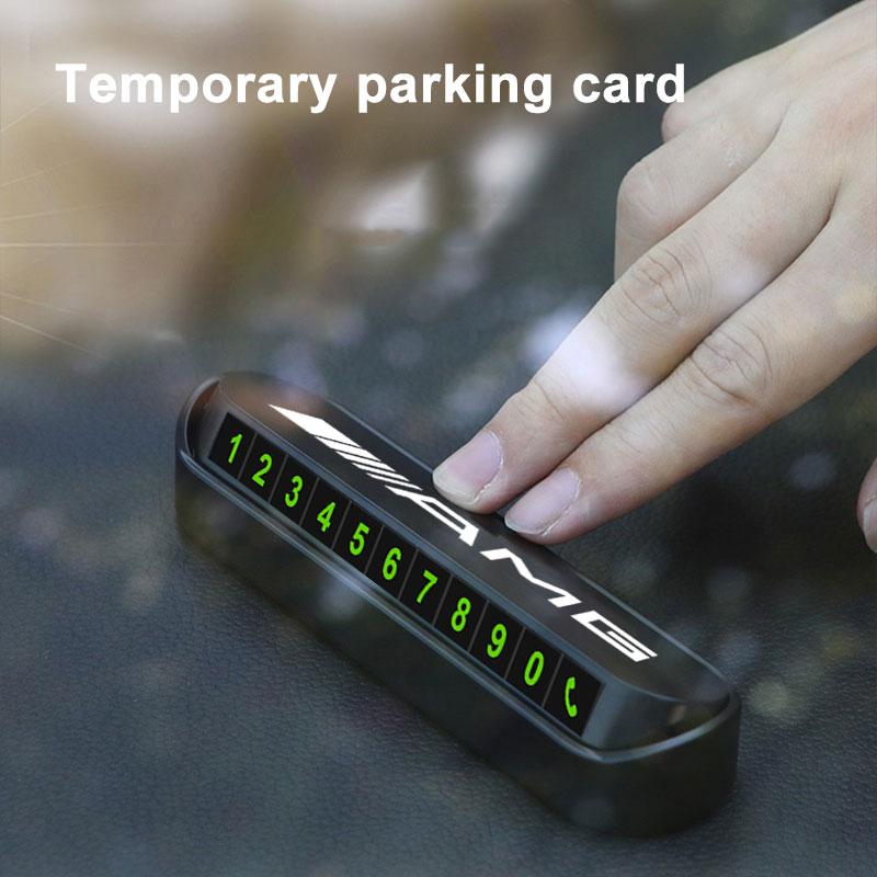 1Pcs Car Temporary Parking Card Sticker Phone Number Card Plate For Mercedes-Benz AMG C500 C200 C300 A B C E GLA CLA GLK GL ML GLE W204 W205 W203 W211