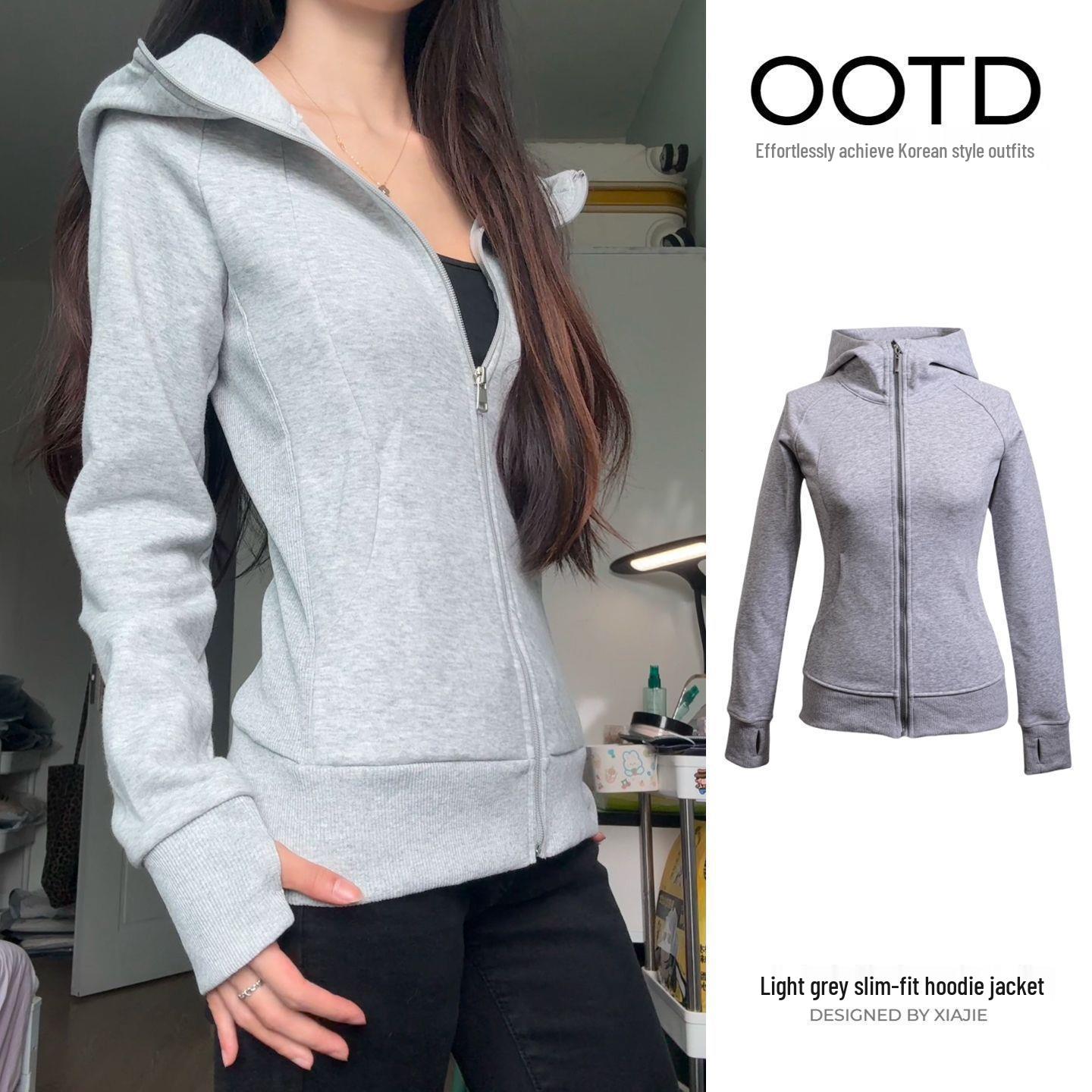 Dark Blue Women s Slim-Fit Hooded Jacket - Waist-Cinching, Casual Short Hoodie, Versatile New Arrival S (70-100 lbs)