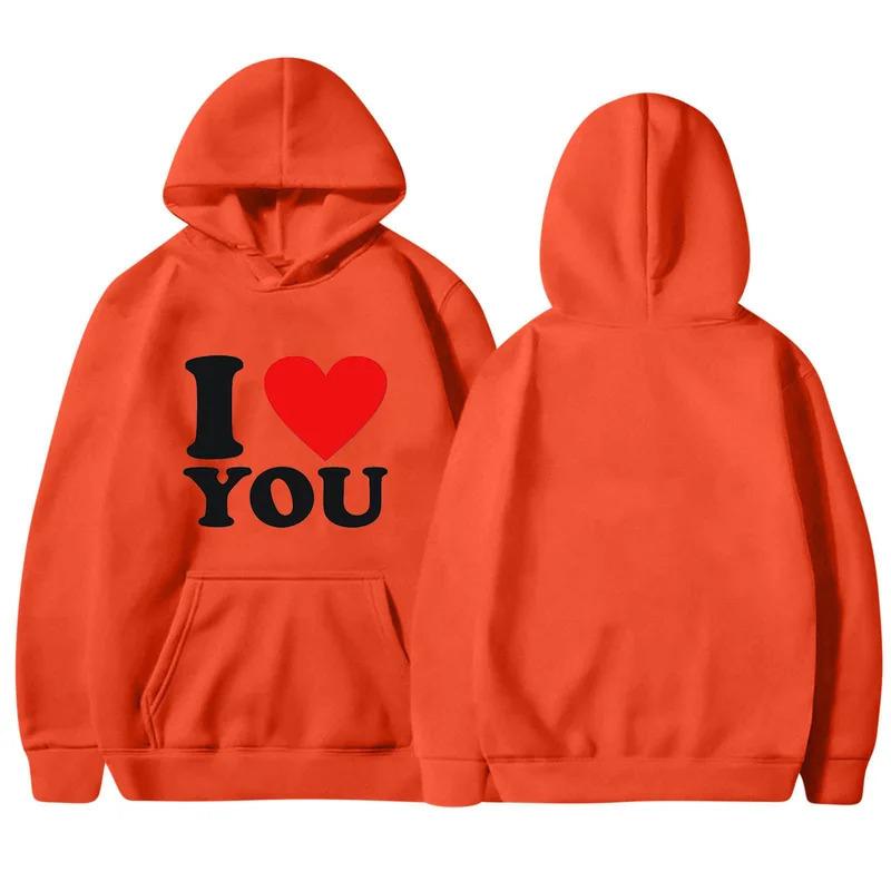 Κινούμενα Σχέδια Anime Ζευγάρι Φούτερ με Κουκούλα Ευρωπαϊκό Μέγεθος Μπλούζα με Εκτύπωση Γράμμα I Love You