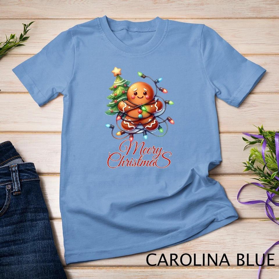 Adorable Gingerbread Celebrating Christmas #2 Funny Christmas Unisex T-shirt 4 4XL