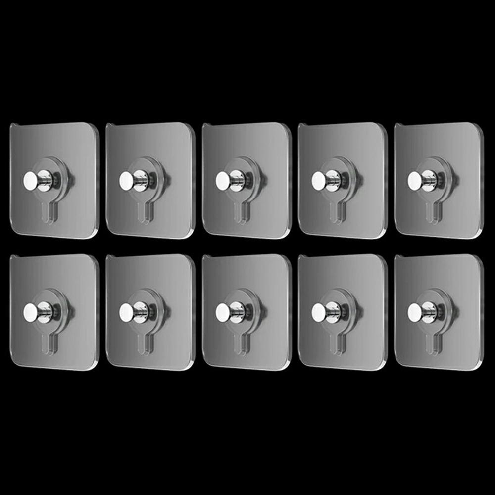 

10Pcs Transparent Adhesive Hook No Drilling Traceless Wall Mount Screw for Picture Frames Clocks A