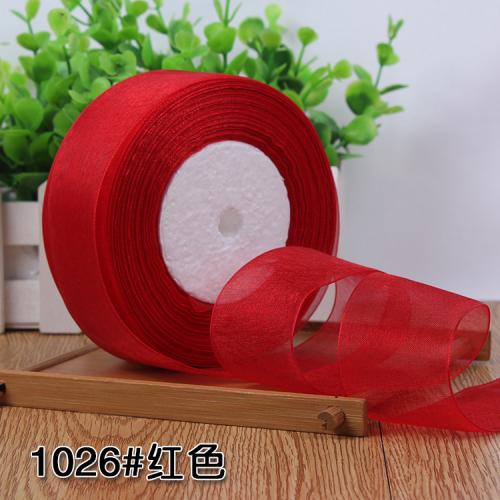 50yards/roll 12/15/20/25/40mm Organza Ribbon Wholesale Gift Wrapping Decoration Christmas Silk Ribbons Lace Fabric DIY Crafts