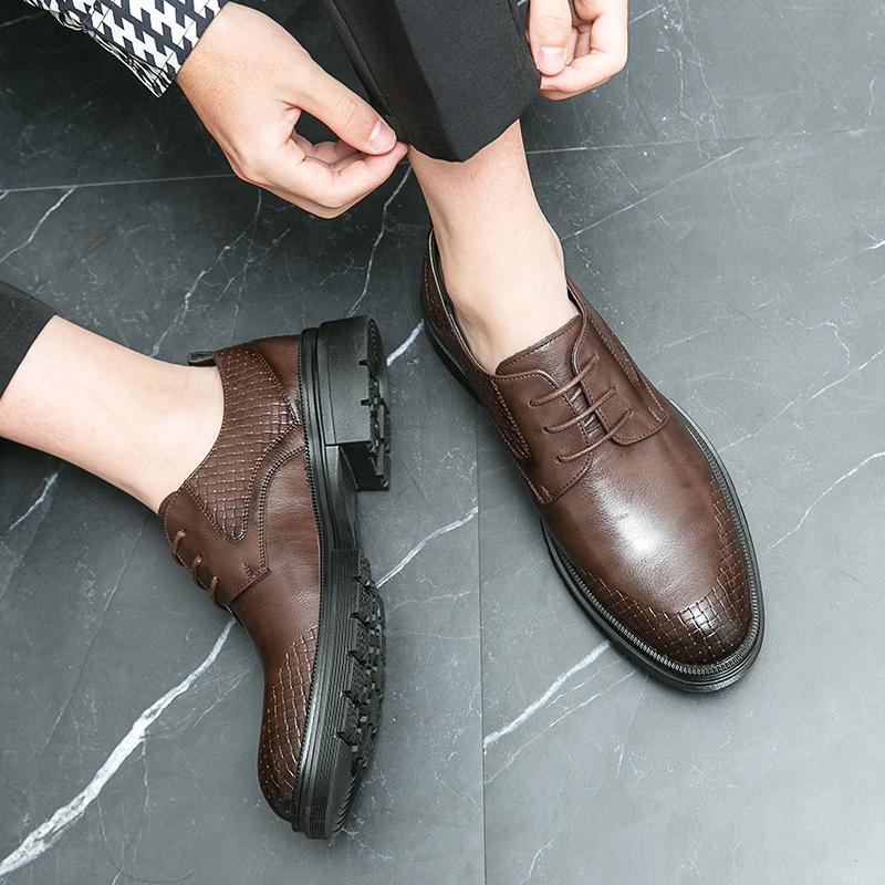 Luxury Brand Leather Concise Men Business Pointy Black Shoes Breathable Formal Wedding Basic Shoes Men Dress Shoes Fashion New