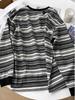 Korean Style Women's Striped Long-Sleeve Loose T-Shirt - Spring/Autumn Round Neck