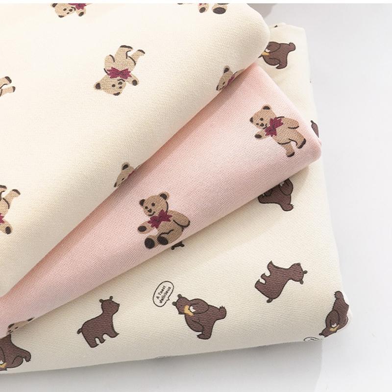 90x50cm/180x100cm Little Bear 100% Cotton Printed Knitted Fabric For Children's Clothing, Hoodies Handmade DIY Fabrics YHTJ0088
