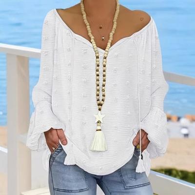 Spring and Summer New Casual V-neck Solid Color Fur Top for Women