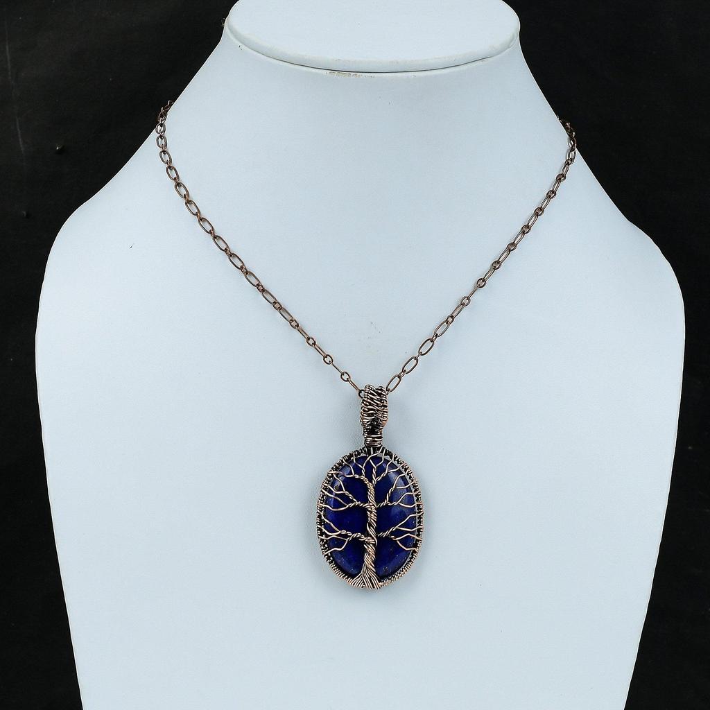 Tree Of Life Lapis Lazuli Pendant Copper Wire Wrapped Pendant Handmade Copper Jewelry Gemstone Pendant Anniversary Gift Tree Of Life Jewelry