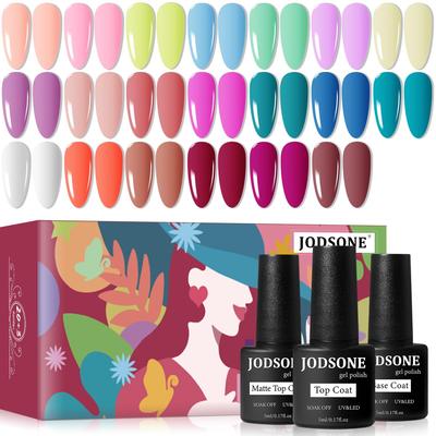 JODSONE Color Gel Syrup Gel Polish Kit 23 Colors X Fl Oz Gel, Nail, Gel, Set, Translucent, Amber, 0.2 (5 Ml)