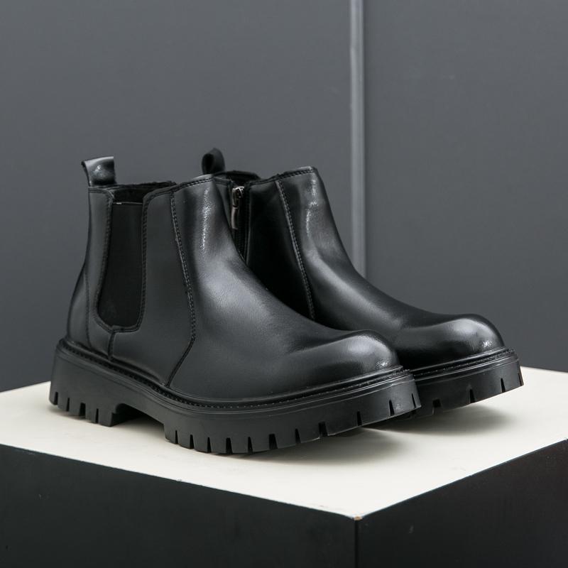 Men High Top Boots PU Thick Sole Comfortable Non Slip Classic Business Men Boots