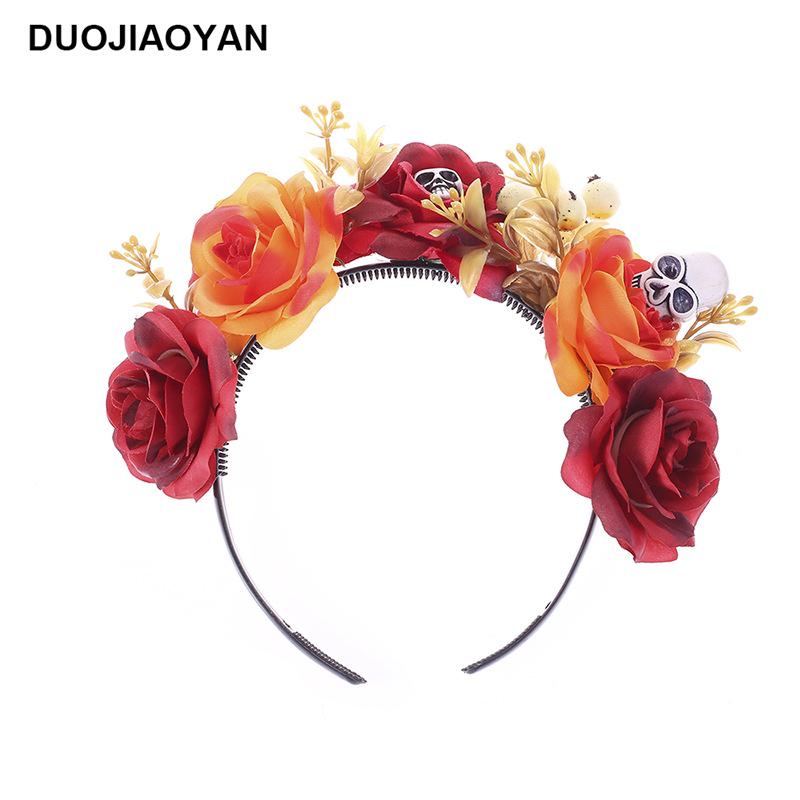 Halloween Flower Headband with Spider for Cosplay or Makeup Party