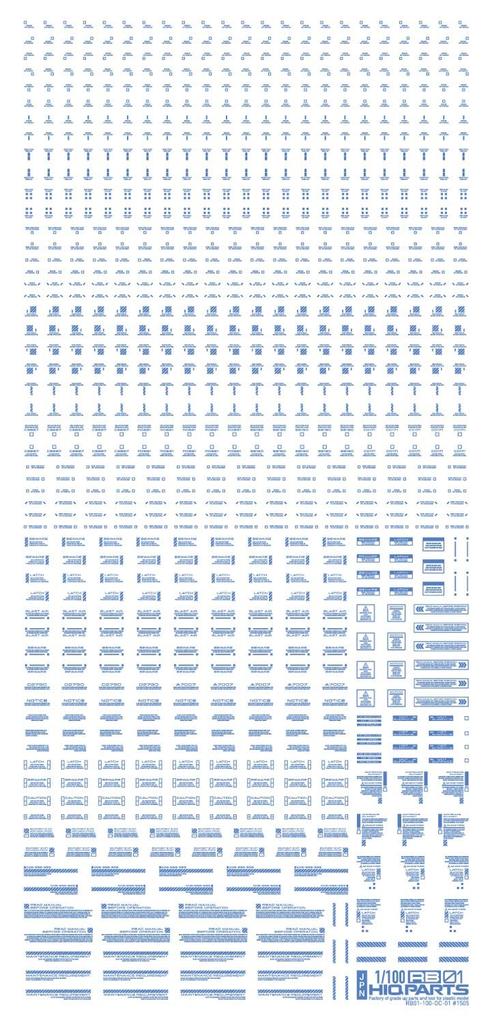 HiQ Parts RB01 Caution One Color 1 Decal for Plastic 1/100 Decal, Blue, Models, RB01-100BLU
