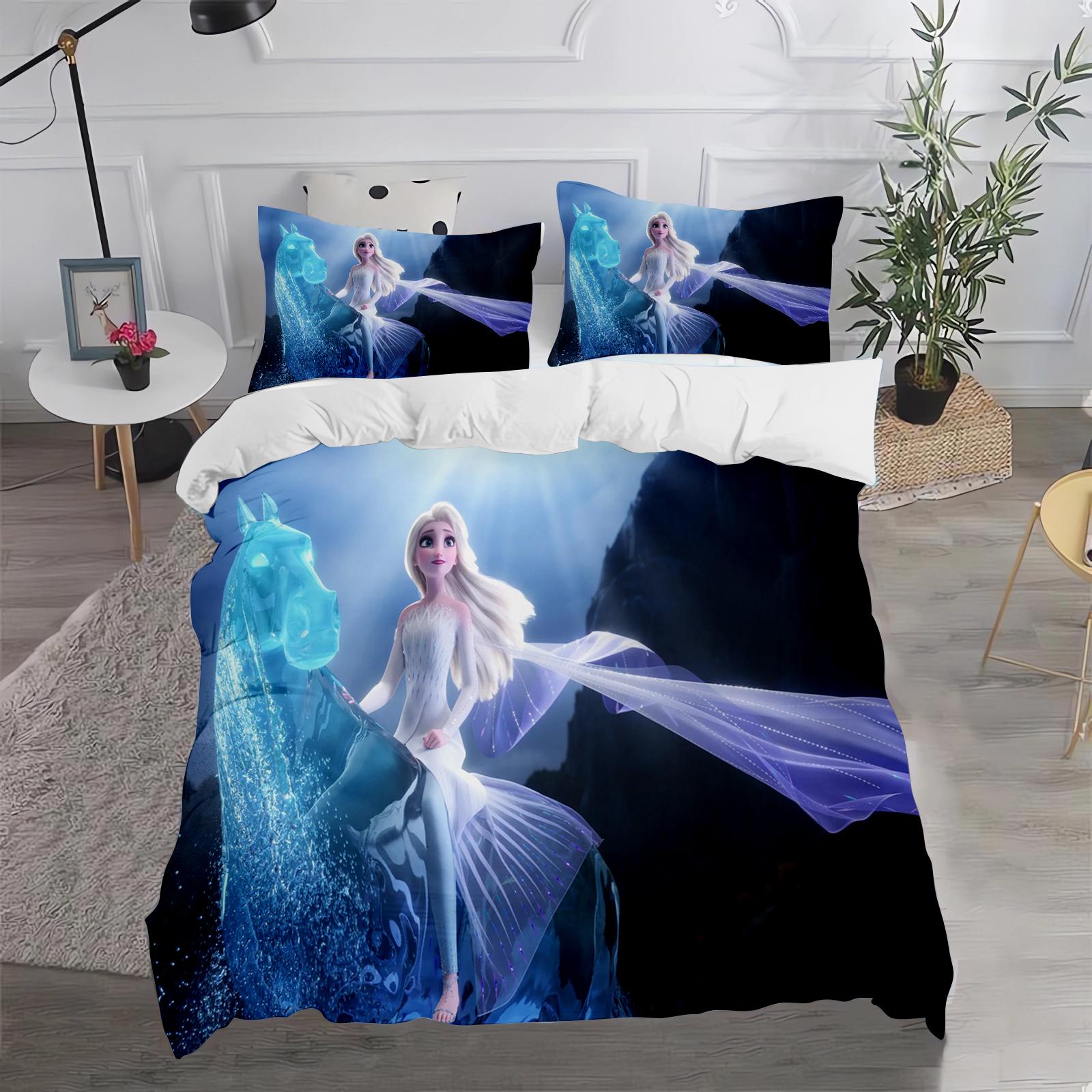 

Frozen Cartoon Quilt Cover Cute Printed Comforter 100% Polyester Bedding Anime Duvet Twin Size Children Gift Various Sizes EU Single(135*200cm)3pcs