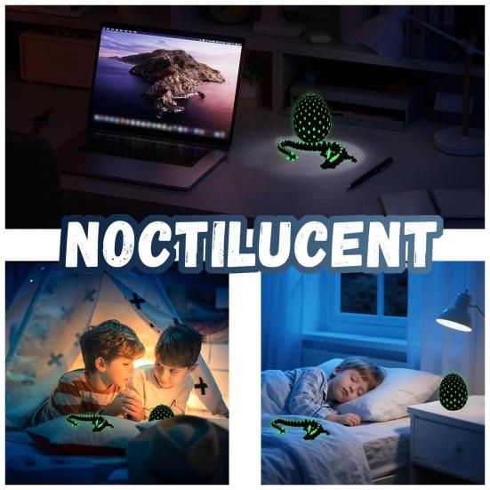 3D Printed Dragon Egg Figurine Movable Joints Luminous Loong Figure Fidget Toy Dragon Egg with Articulated Dragon Inside Decoration Ornament