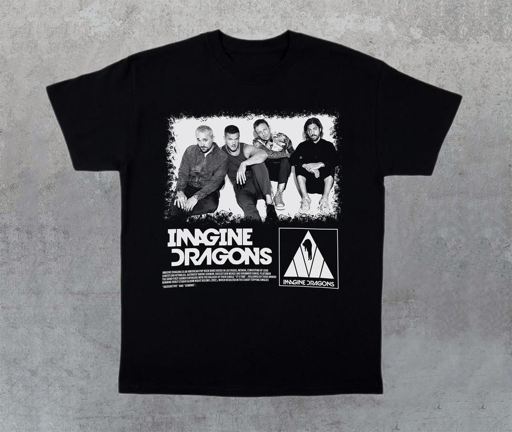 Imagine Dragons Черная футболка Хлопок Хлопок Унисекс S-234XL YY211 Унисекс футболка M