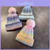 Color Gradient Beanie Knitted Cap Warm Winter Fashion Breathable Hat Gift