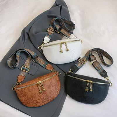 Elegant Emboss Flower Pattern Fanny Packs For Women Luxury Chain Zipper Waist Bags Female Waist Pack Ladies Crossbody Chest Bag KTB