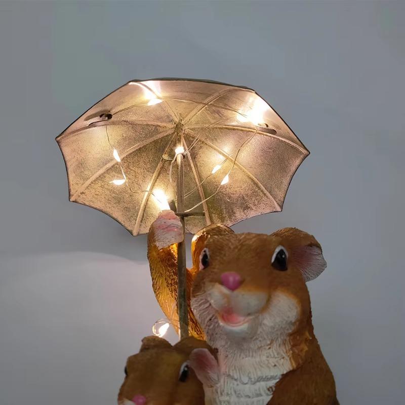 2025 New Creative Turtle Ornament Rabbit Umbrella Garden Balcony Decoration Resin Crafts Solar Luminescence