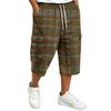 Men's Casual Drawstring Cargo Shorts with Plaid Print for Summer Outdoor Activities