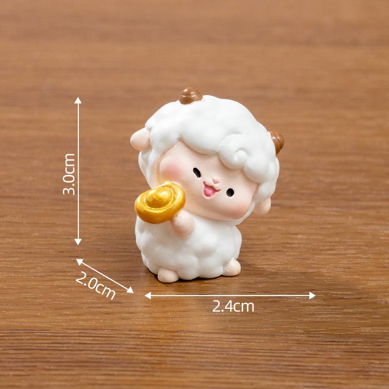 2027 Goat Year Miniature Ornaments Zodiac Cartoon Lucky Sheep Diy Car Decoration Office Desktop Decor Ornaments
