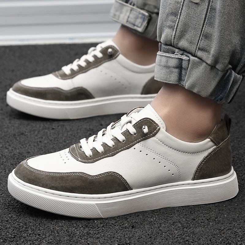 Little white shoes men's 2025 autumn new retro board shoes men's casual sports trend color matching lace-up men's leather shoes