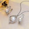 Fashion Leaves Leaf Necklace Earings Freshwater Pearl Jewelry Sets For Women Freshwater Pearl Necklace Pearl Earrings