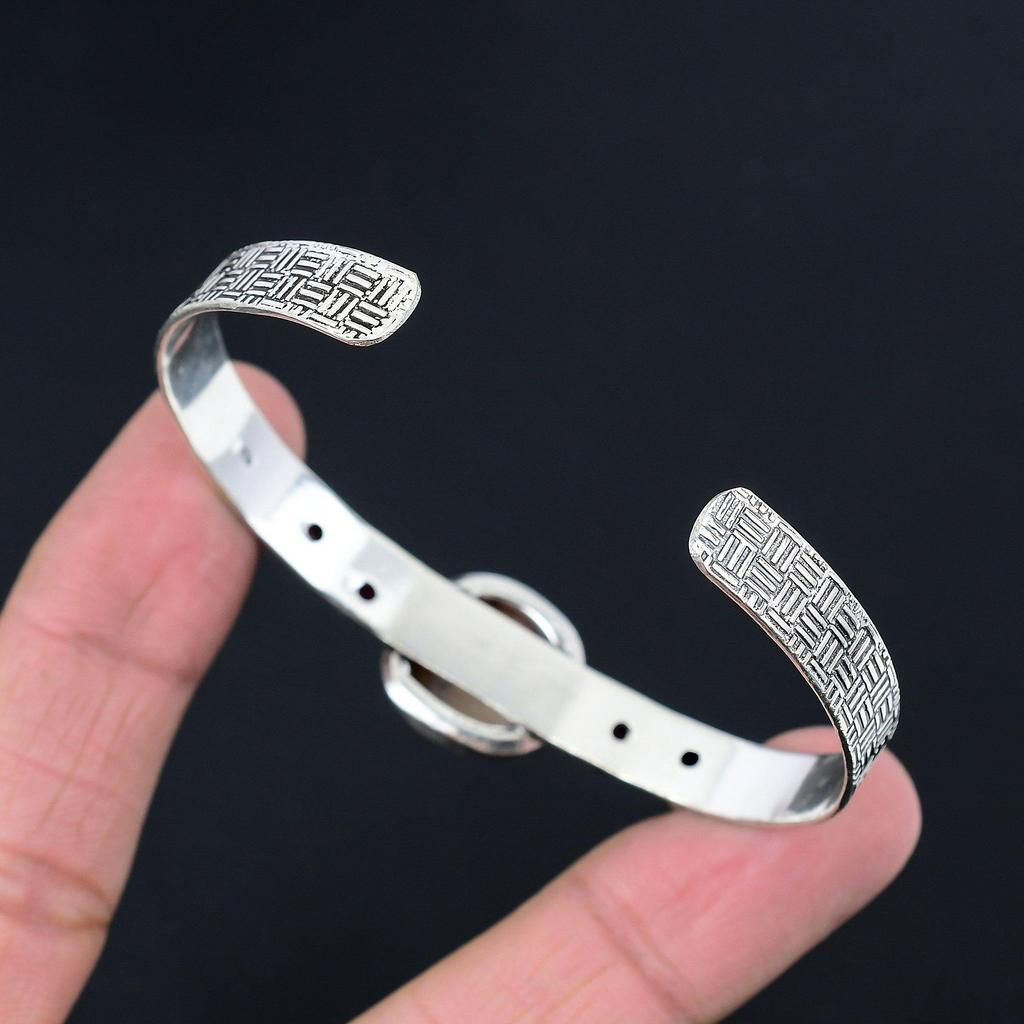 925 Silver Natural Pink Opal Rubillite Anniversary Mother Wedding Bangle Jewelry