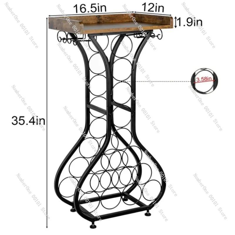 Modern Floor Standing Wine Rack Cabinet with Storage Shelves, Metal Wine Display Holder for Restaurant Bar and Living Room
