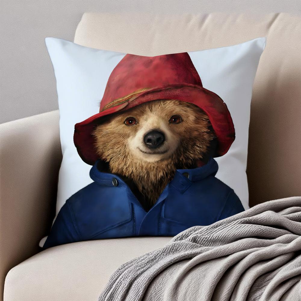 Fashion Animal P-Paddington Bears Cushion Cover Pillowcase Anti-Dustmite Invisible Zipper Short Plush Sofa Cushion