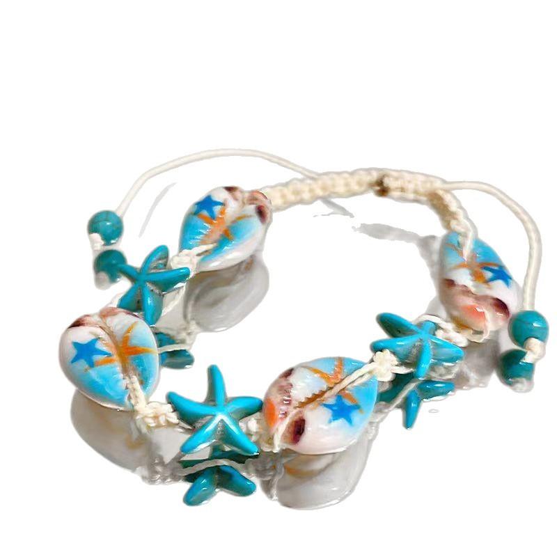 Seaside Vacation Blue Shell Starfish Bracelet Women'S Island Beaded Accessories Bracelet Stacked Jewelry