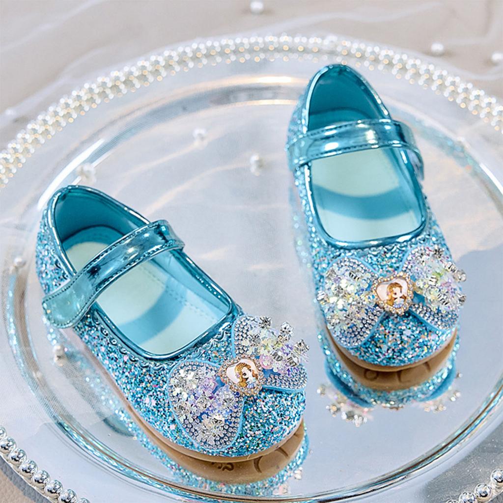 2026 Children Shoes Girls Low Heel Princess Dance Sandals Kids Shoes Glitter Leather Fashion Girls Party Dress Wedding Shoes