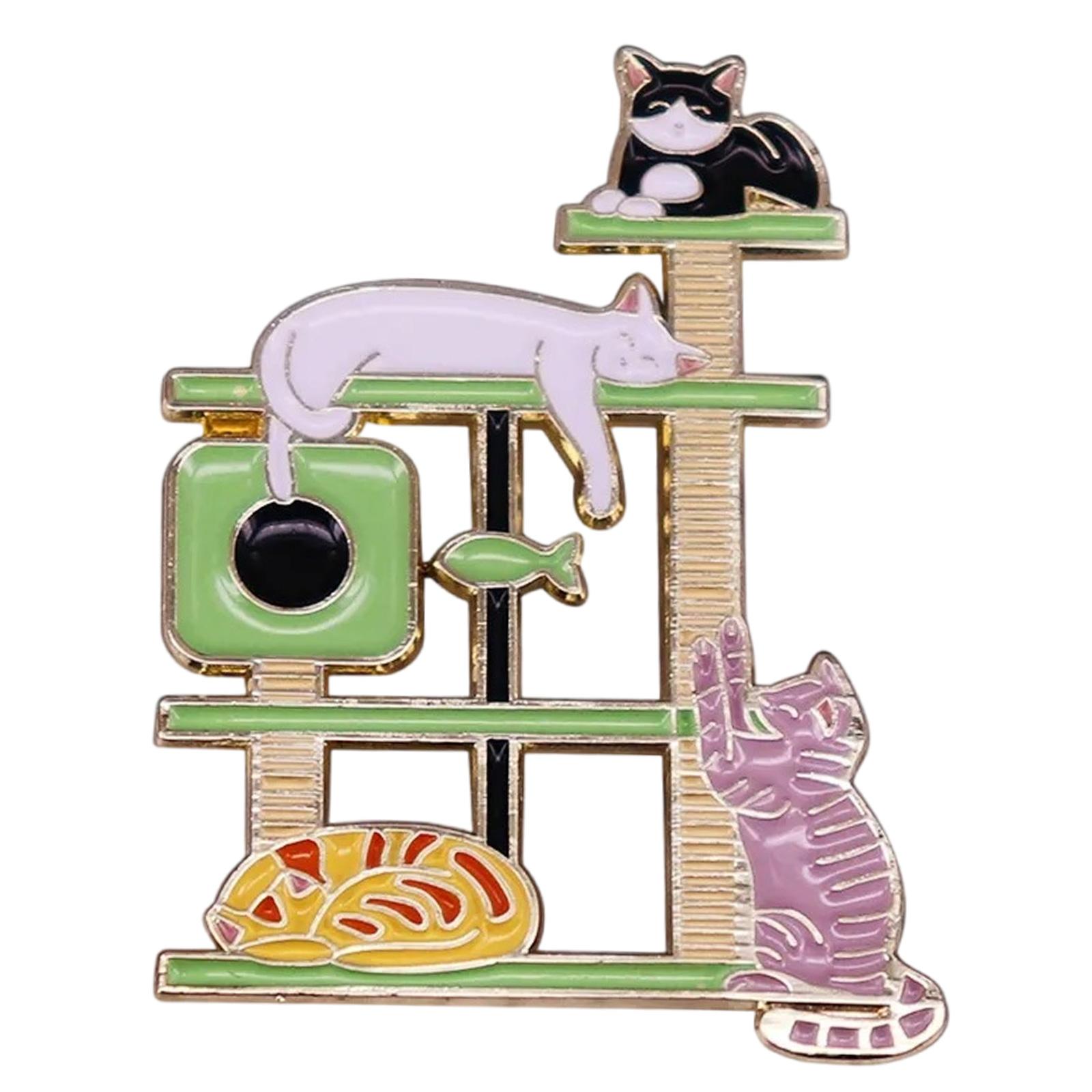 

Мультяшная брошь в виде животного Кошки на дереве Значок на лацкан Модный значок животного для мужчин и женщин Модные аксессуары для одежды