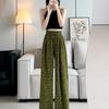Korean Fashion Summer New Women's Elastic Waist Tie Dye Simplicity Casual Breathable Loose High Waist Straight Wide Leg Pants