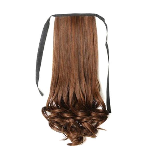 38/48/58 cm langes, gerades, lockiges Pferdeschwanz-Haarteil mit Clip-in-Haarverlängerung