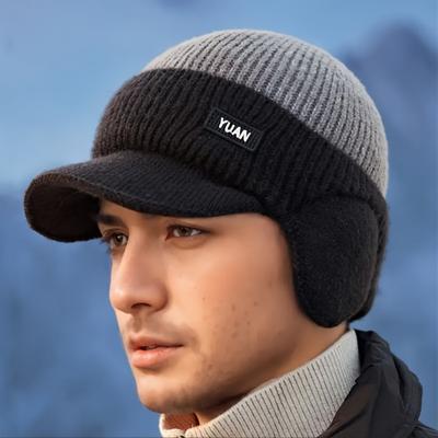 Winter Thermostrick Baseballkappe Verdickter Gehörschutz Warme Mütze Winddicht Herren Damen Outdoor Sport Laufen Wandern Beanie