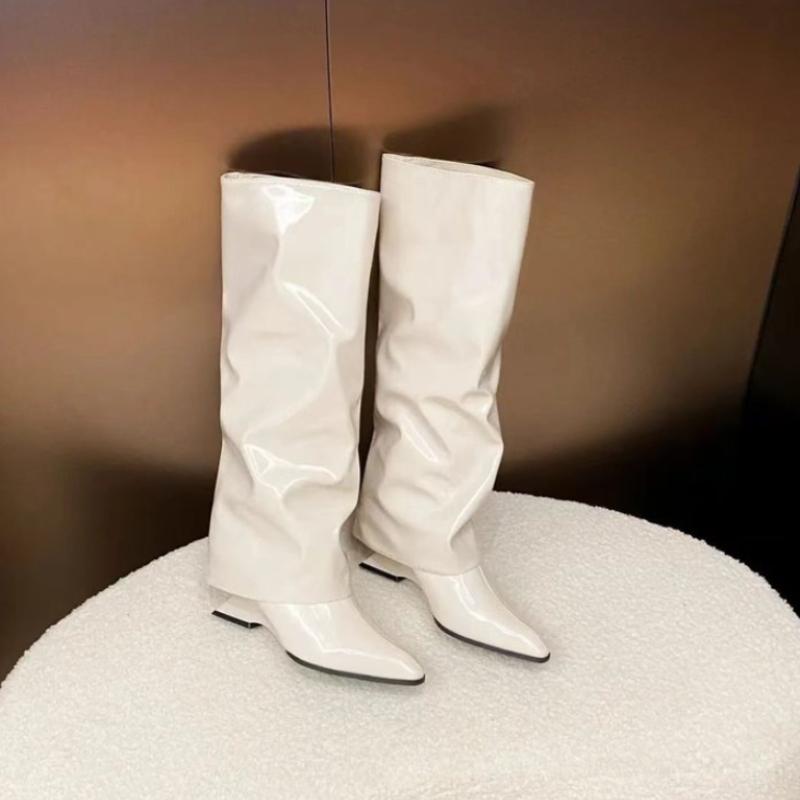 Sexy Women High Boots Elegant Leather Shoes Woman 2024 Trend Winter Knee High Goth Chelsea Boots Punk Motorcycle Botas De Mujer