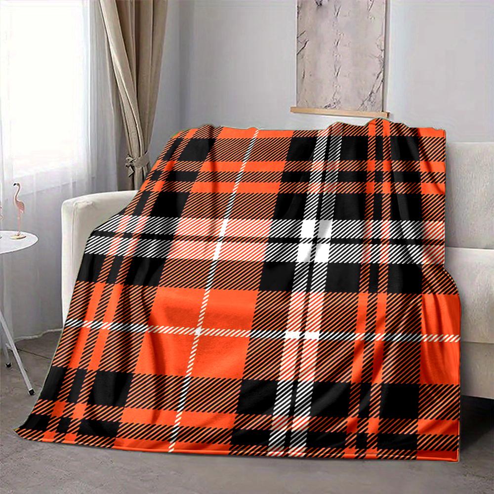 1Pc Autumnal Plaid Blanket Soft And Comfortable Casual Warm Camping Travel Christmas Halloween Xmas Gift M924190