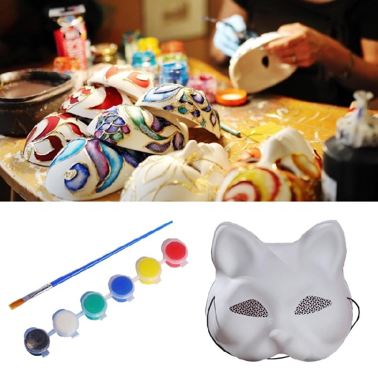 Cats Masquerade Mask Unpainted Mask with Acrylic Paint and Paint Brush for Kid Adult Halloween Masquerades Kid Birthday