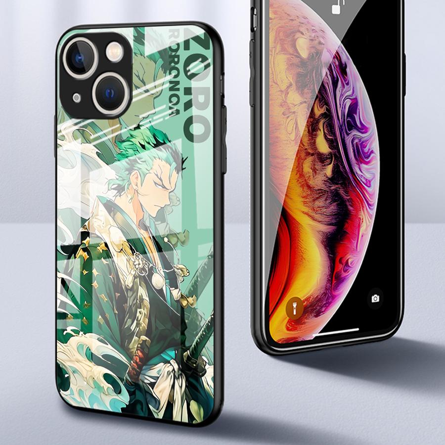 Glass Phone Cover Case for iPhone 17 Pro Max 11 16 15 Plus 8 Air 13 XR 12 14 OneS P-ieceS Luffy Zoro