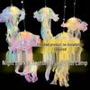 Colorful Luminous Jellyfish Lantern with Flashing Lights and Streamers for Night Markets