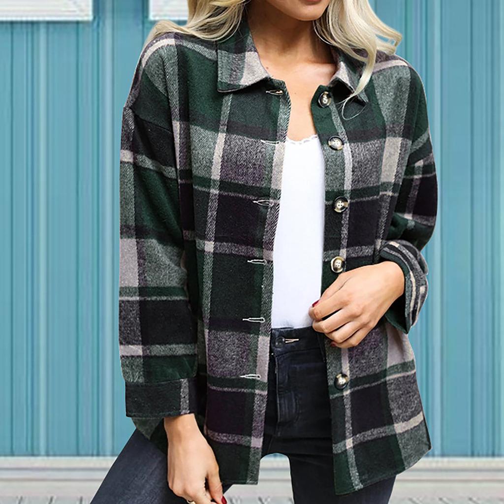 green plaid jacket womens