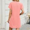 Women V-neck Loose Short Sleeve Dress