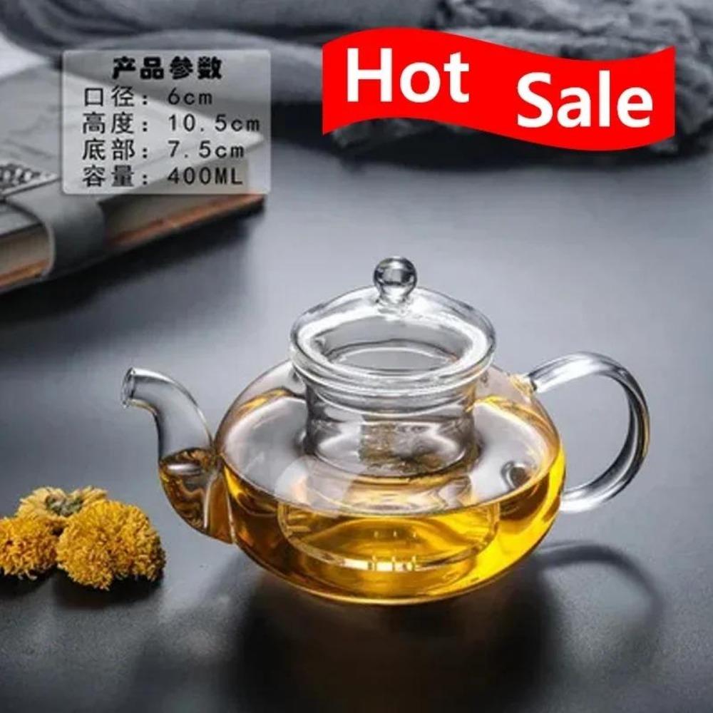 Théière en Verre Résistant à la Chaleur Théière Transparente de Style Japonais avec Infuseur pour Fleurs Thé Chinois Puer Bouilloire à Thé Portable 400-1000ml