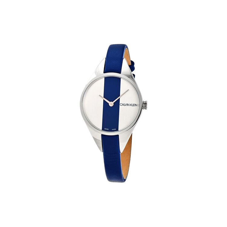 

Calvin Klein Rebel Series Quartz Watch Leather Strap 29Mm Silver Dial Women watches K8P231V6 Silver/Blue Dial