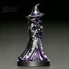 Hand Carved Resin Craft Lighted Witch Figurine Holding Black Cat Statue Gothic Stable Base Figurine Sculpture with LED Lights for Halloween