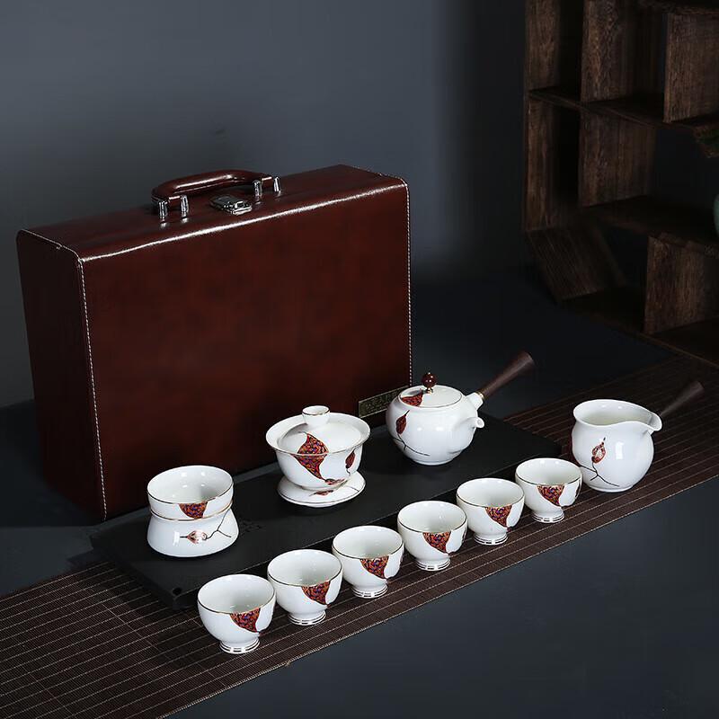 Cha Xun Mutton-fat Jade White Porcelain Kung Fu Tea Set, 11-Piece