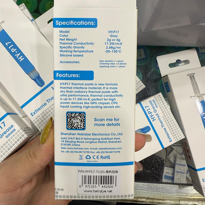 1 Pezzo Alta Conduttività Termica 17,3 W/M-K Hy-P17 Pasta Termica Prestazioni Premium Per Tutti i Processori Cpu/Gpu Accessori Fai da Te